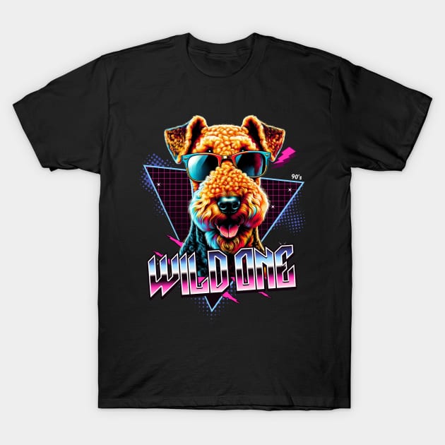 Wild One Airedale Terrier Dog T-Shirt by Miami Neon Designs